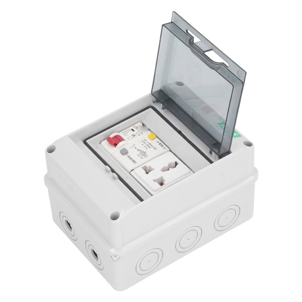Surface Mount Distribution Box with 250VAC 10‑16A 3 Hole Socket MCB RCBO Circuit Breaker IP65 Waterp
