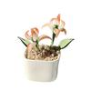 Miniature Glass Flower Figurine Hand Blown Mini Flower Bouquet in Pot Collectible Blooming Flower Ornament for Home Indoor Table Decor