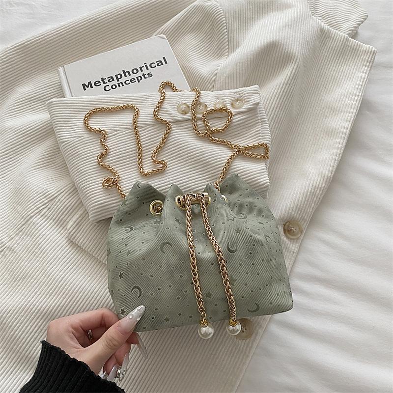 

High-end Metallic Fringed Sequin Evening Bag, Luxury Water Bucket Bag, Crossbody Bag зелений