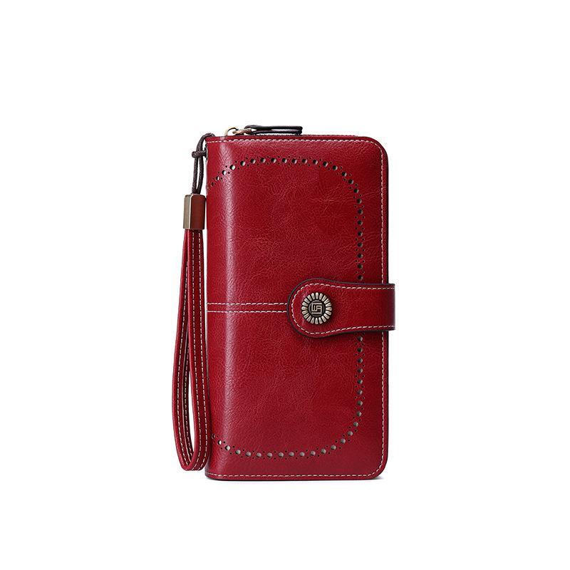 RFID Anti-theft Brush Wallet Long Zipper Women's Wallet European and American Large-capacity Hand-held ID Bag