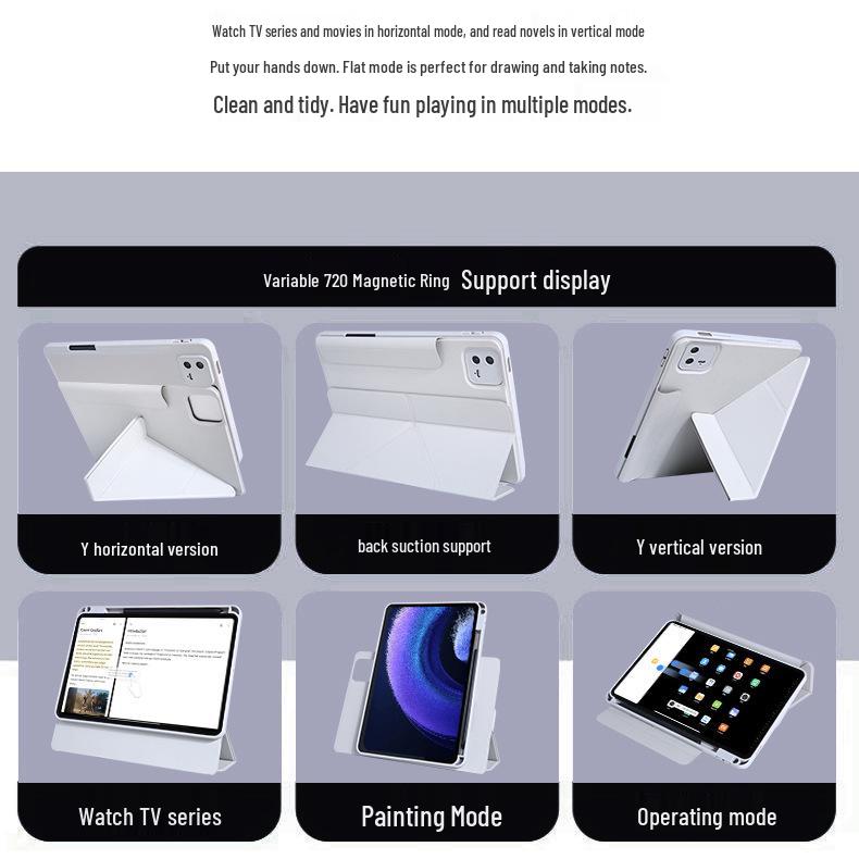 Xiaomi 7sPro Tablet Case: Magnetic 3+Y Fold, 6S Rotating, 56Pro Detachable, 12.5 Drop-Proof, Fits 14".