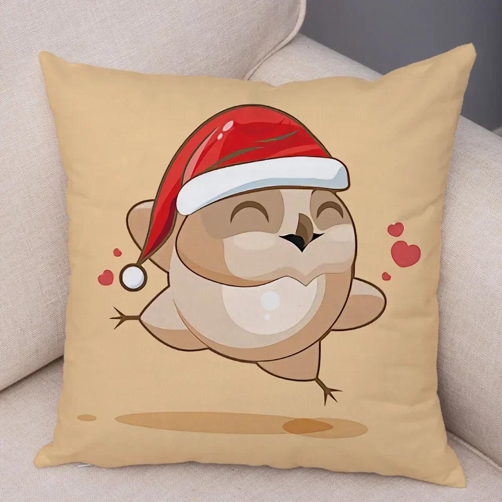 

Счастливого Рождества Милая мультяшная наволочка с совой Животная наволочка Диван для детской комнаты 40x40cm оранжевый