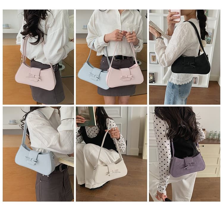 Borsa a tracolla singola da donna con decorazione a fiocco, borsa da ascella