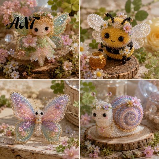 Progetto Creativo Pratico 1 Set Kit Fai da Te Animale 3D con Perline, Kit Artigianale Artistico con Perline con Istruzioni Decorative, Insetto Uccello Fata Fatto a Mano