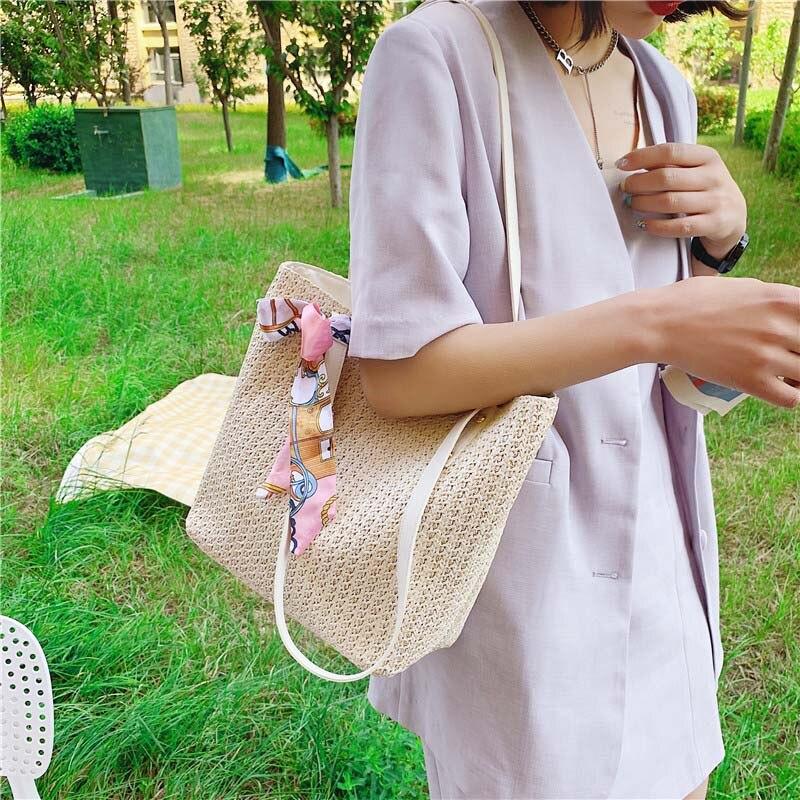 2021 Nuevo bolso bolso de verano bolsos de paja para mujeres Ratán bolso de  mano tejido bolso de hombro Boho Beach bolsos de mano de gran capacidad Bolso  Bolso comprar a buen