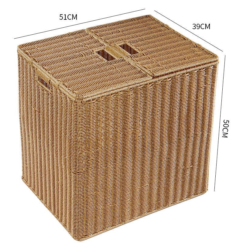 Extra großer Aufbewahrungskorb aus geflochtenem Rattanimitat mit Deckel für Kleidung