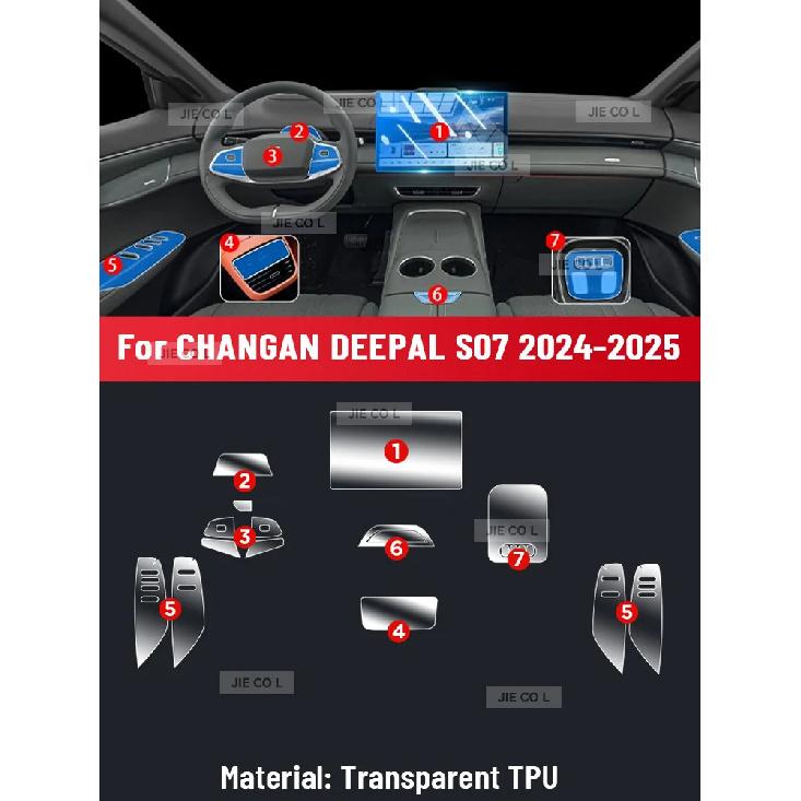 Anti-scratch Car Interior Center Console Media Dashboard Navigation TPU Protector Film For CHANGAN DEEPAL S07 2024 2025 Left rudder driving