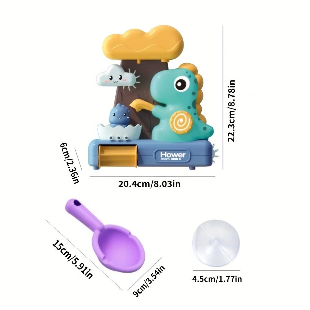 Interactive cartoon dinosaur bath toy for infants and young children, with suction cups, a good bathroom wall mounted shower toy