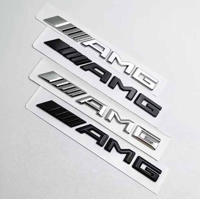 1 Piece of 3D ABS Black AMG Logo Letter Trunk Badge Suitable for Mercedes Benz AMG C43 C63 GLC43 GLC63 GLE53 CLS63 E63 E53 KX1