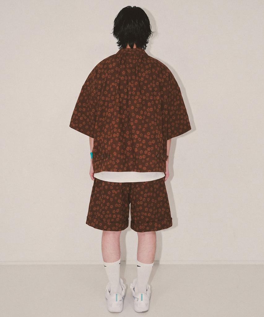 Nainneoscheu Flower Turn-Up Shorts_Brown