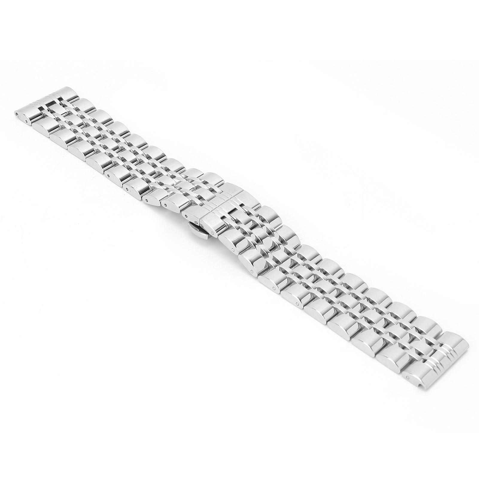 

Stainless Steel Watch Band Silver Solid Adjustable Butterfly Clasp Replacement Watchband24mm