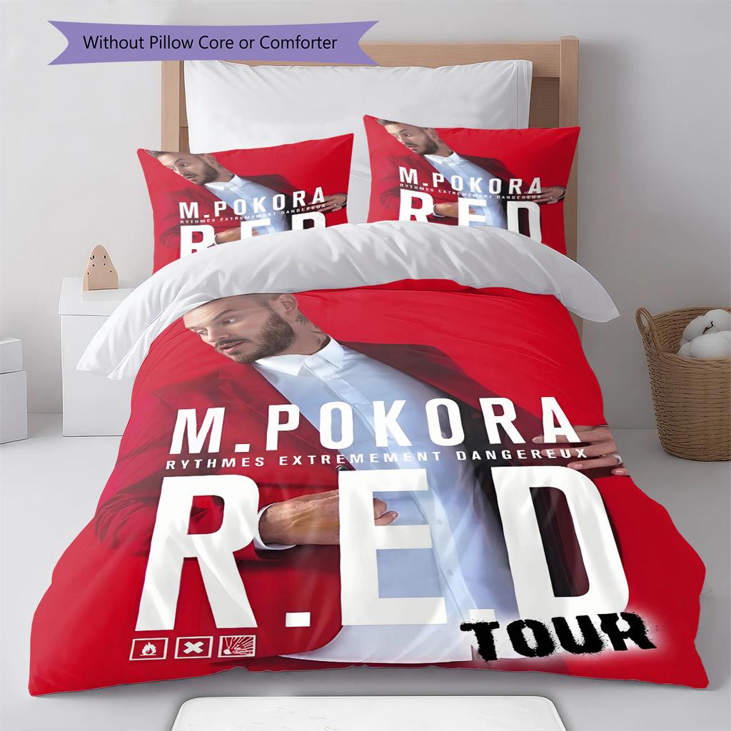 M Pokora Pattern Bedding,Quilt Set Quilt Cover Pillowcase Home Birthday Gift (1 * duvet cover + 2 * pillowcase, without core)
