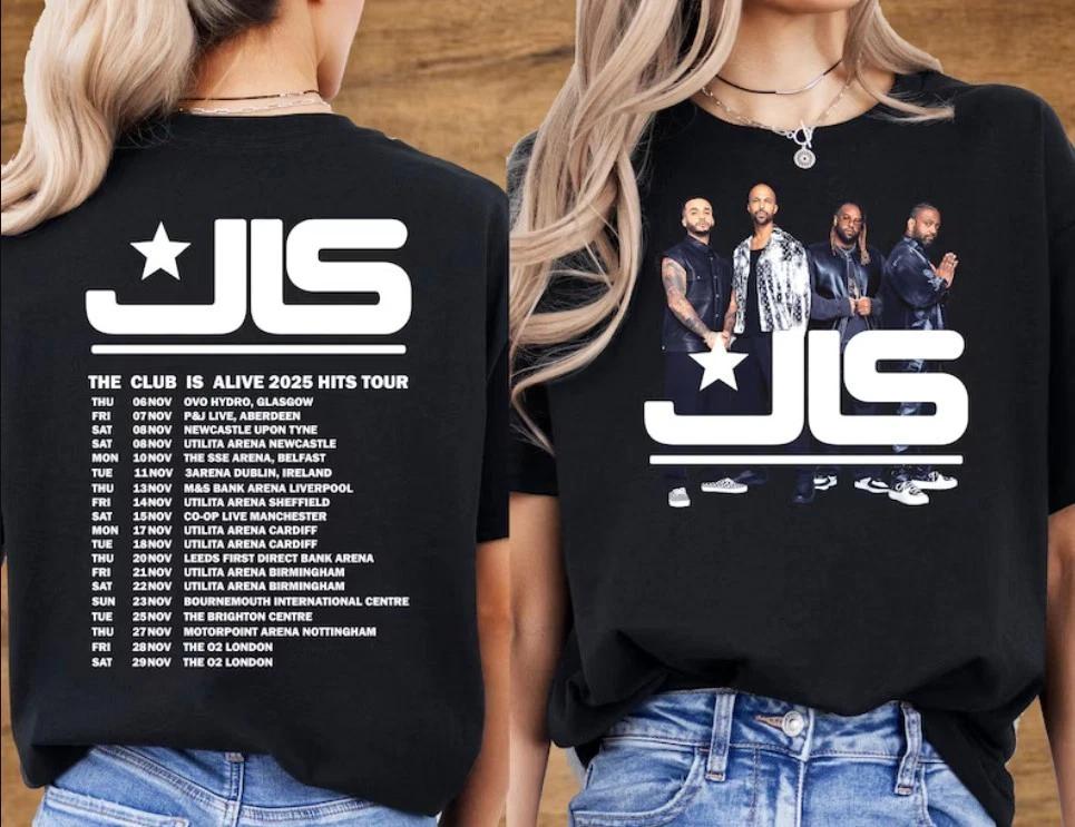 JLS The Club is Alive Concert Tshirt, JLS Concert Tour 2025 Tshirt M