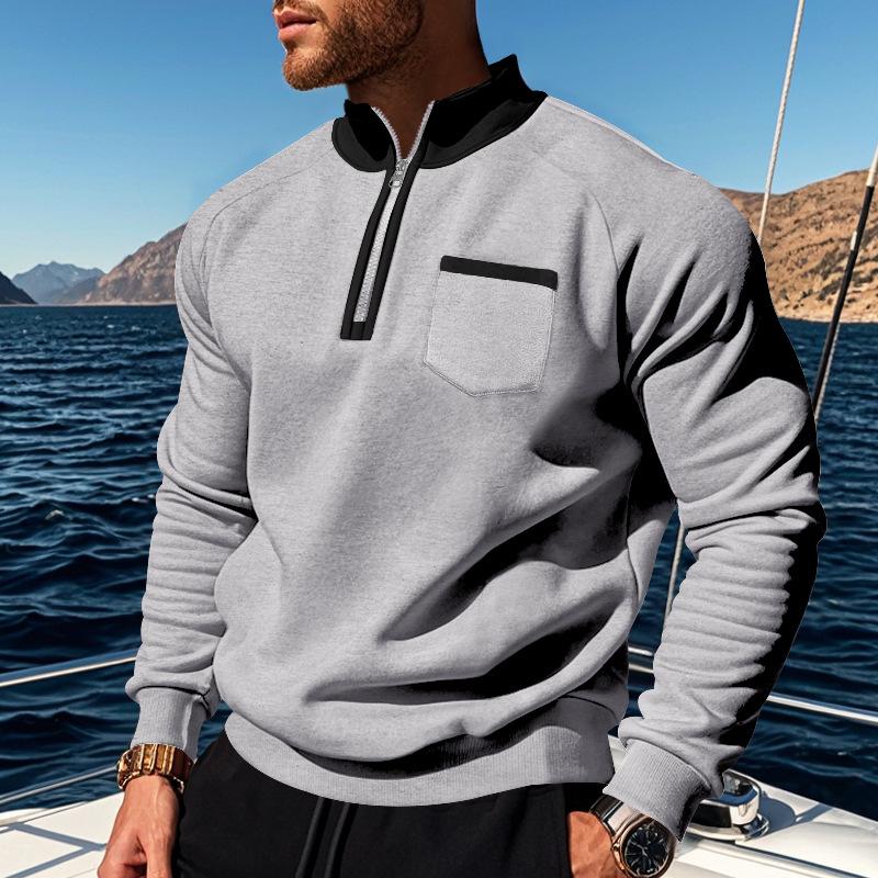 Pánské Fleece Stojáček Mikiny Mikiny Pulovr Kapsa Splice Dlouhý rukáv Poloviční zip Sportovní Slim Fit Ležérní Bez kšiltovek Mikiny Topy