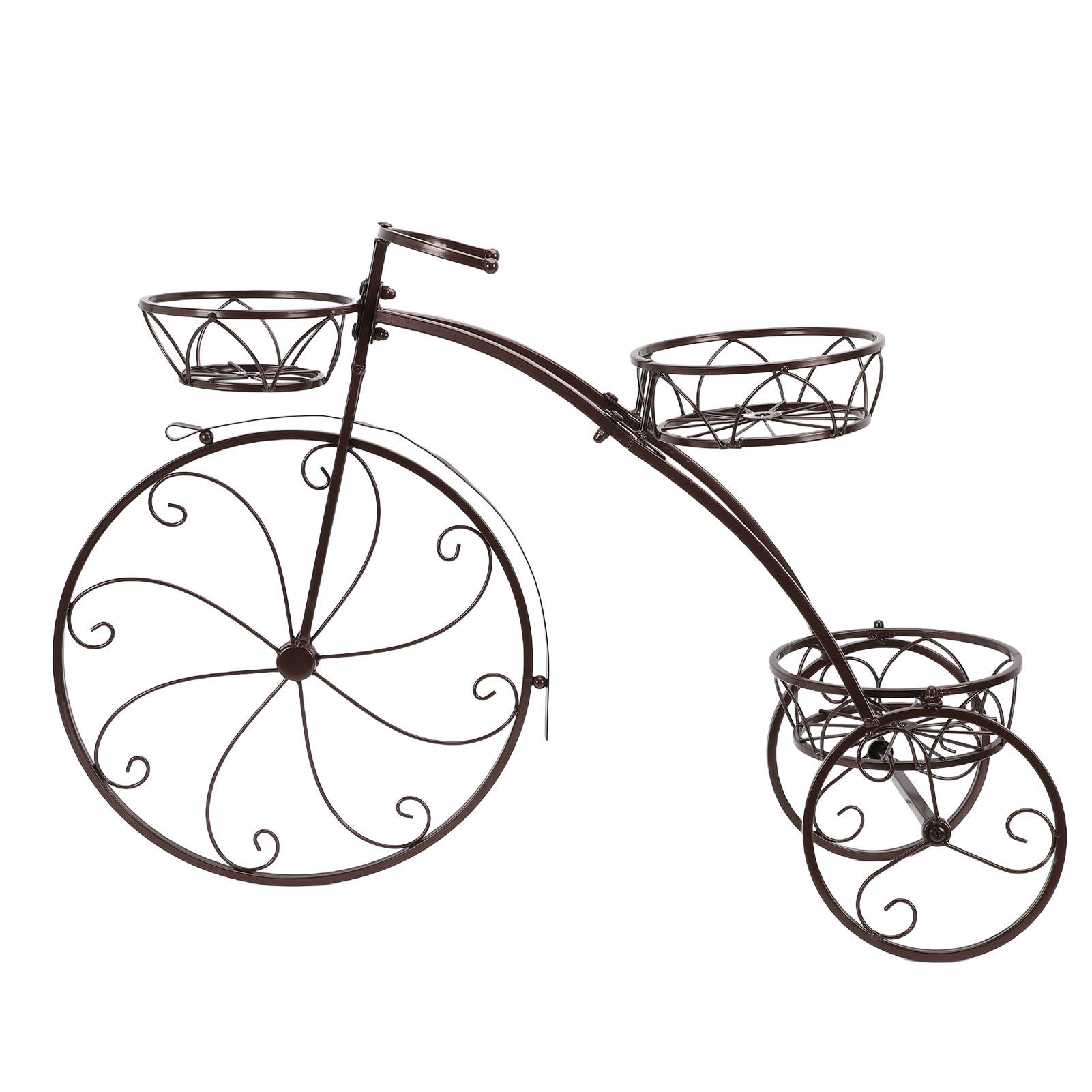 

Tricycle Planter Stand Modern Good Ventilation 3 Tier Metal Tricycle Flower Pot Holder for Courtyard Garden Corner бронзовый