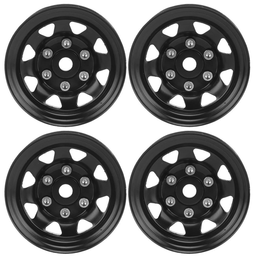 4 Pcs 1.55 Inch RC Wheel Rim Hub Universal RC Wheel Hubs for Axial AX90069 CrawlersBlack
