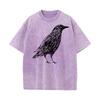 Sketch Bird Graphic Crew Neck Washed Tshirts Mother Day Tees Short Sleeve Classic  Cotton Funny Washed Tees Outdoor Adult