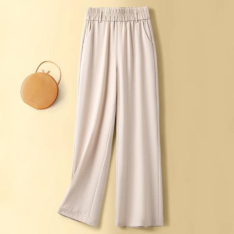 

Women s High-Waist Wide-Leg Drape Pants – Ice Silk Casual Cotton Linen, Summer 2026 Edition, Loose Fit. Size 26 (below 90 lbs)