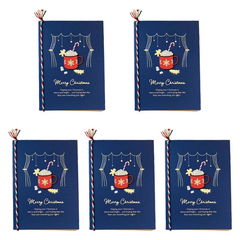 5pcs Creative Merry Christmas Greeting Cards Kid Cartoon Blessing Christmas Card New Year Postcard Gift Christmas Decor