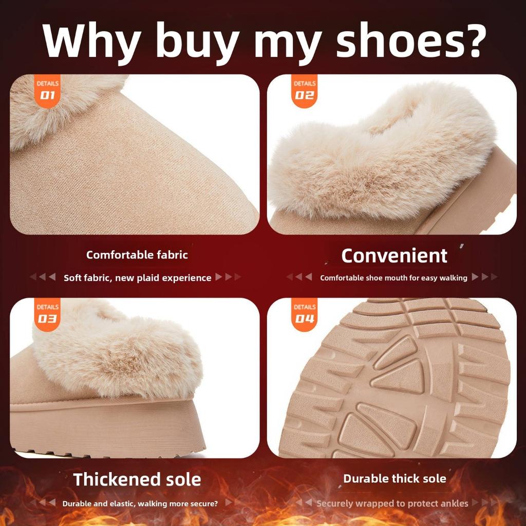 Women's New Autumn and Winter Thick Soled Snow Boots, Casual and Warm, Thick Soled Bread Shoes with Plush and Warm Cotton Shoes