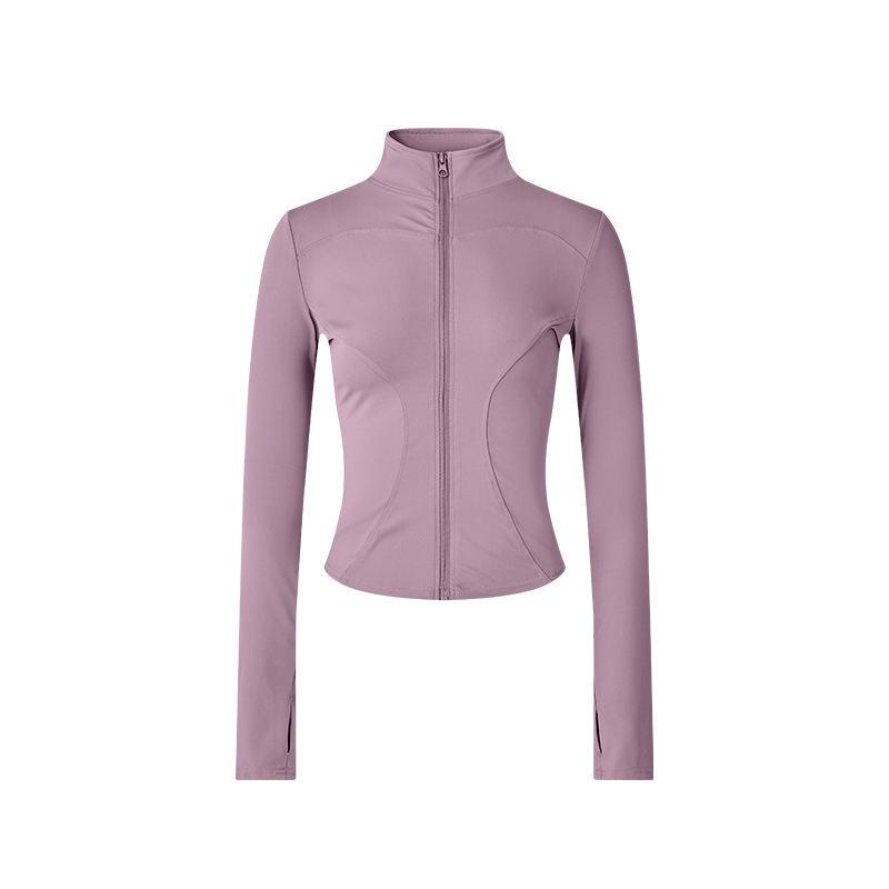 Women's Spring Yoga Jacket - Windproof Stand Collar, Slim Fit Zipper Cardigan for Running and Cycling.