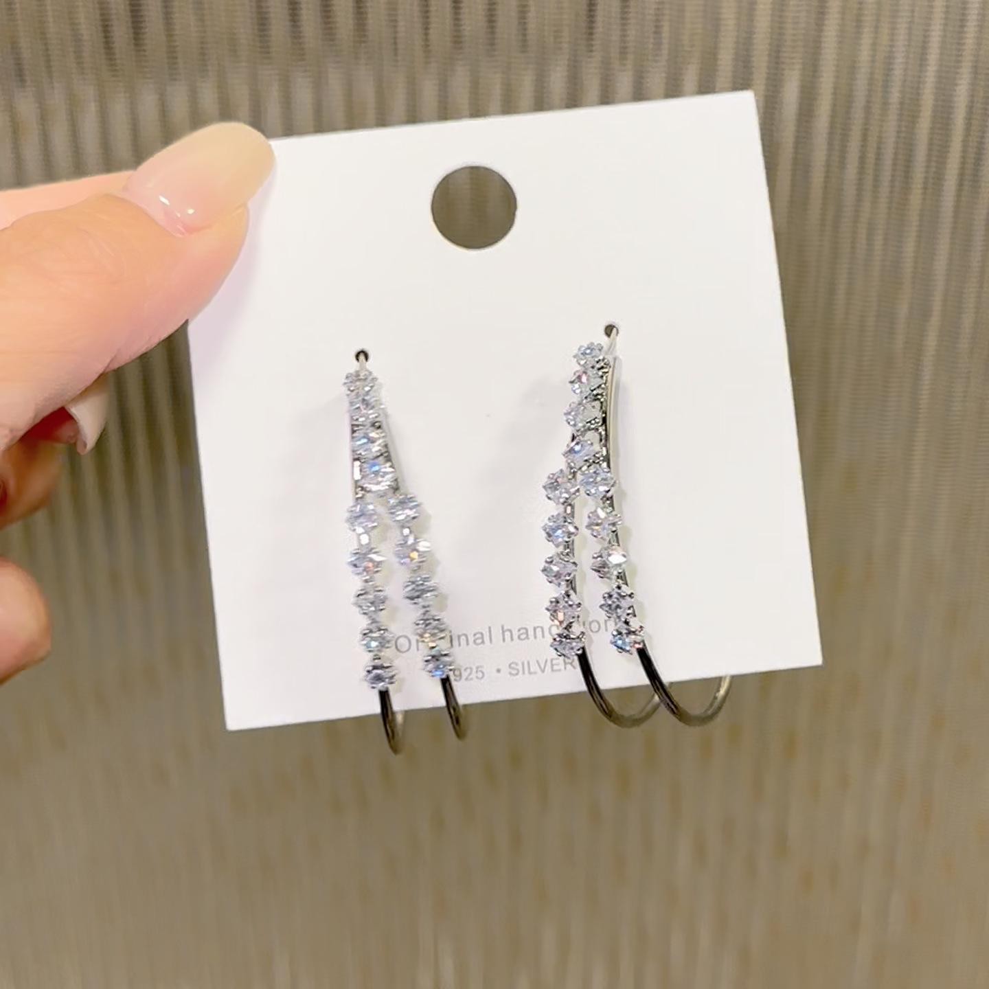 

Copper Jewelry: Trendy 2025 Zircon Multi-Circle Earrings - European & American Style, Versatile & Fashionable