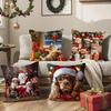 Cute Animals Celebrate Christmas Pillow Case Silky Short Plush With Invisible Zipper Dustproof Sofa Cushion Cover