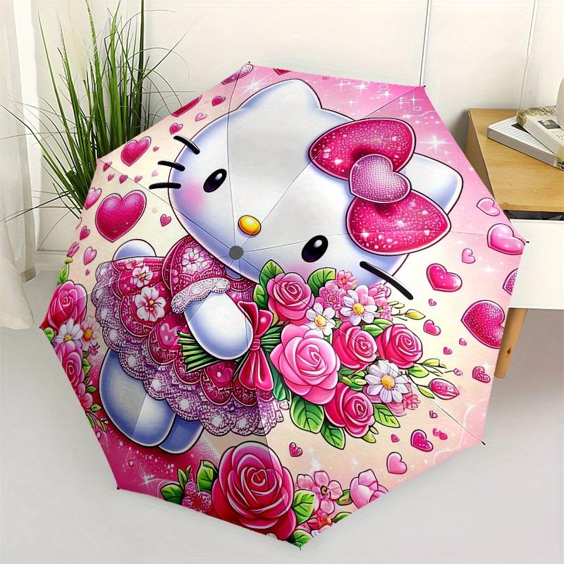 

1pc Hello Kitty Floral Fantasy Umbrella with Plastic Handle,Suitable for All Seasons Home Travel Outdoor UmbrellaSanlio362