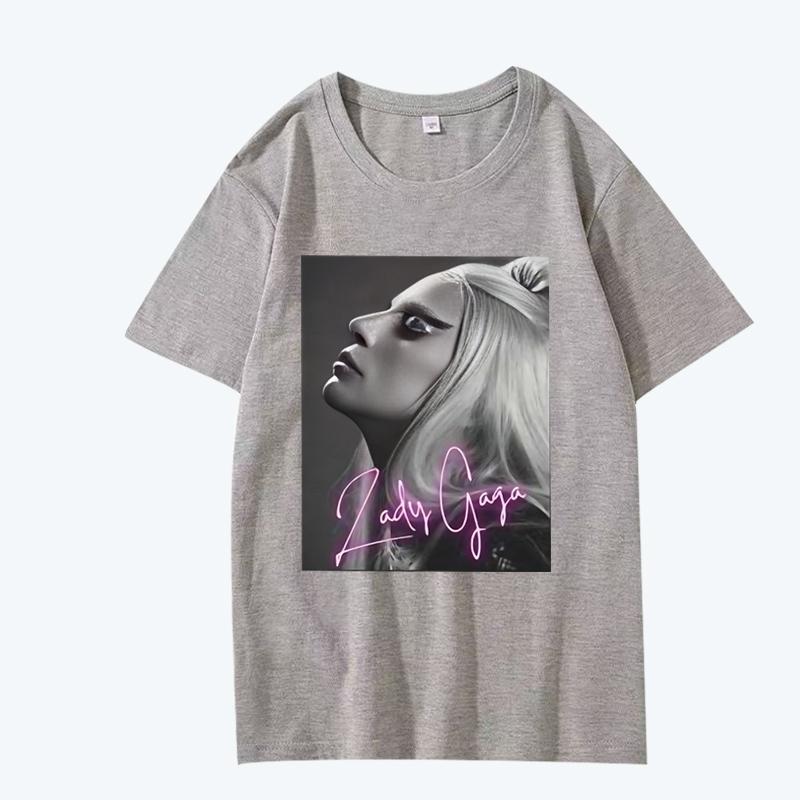 Lady Gaga Hudební zpěvačka Tričko Unisex Dámské Oversized 100% Bavlna Horký Výprodej Krátký Rukáv Letní Módní Potisk Unisex Větší Velikosti Topy