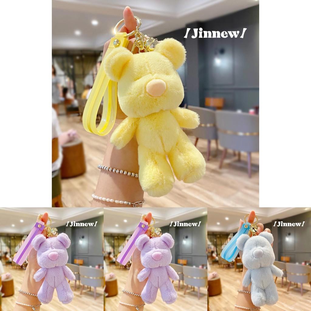 Original Simple Cartoon Bear Keychain Plush Doll Cute Candy Color Decorative Pendant
