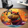 1pc Capybara Festival Office Round Rug, Carpet for Office, Gaming, Lightweight Round Floor Mat yy260205082