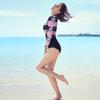 Bañador de manga larga para mujer estilo coreano con protección solar para surf, buceo y deportes de playa.