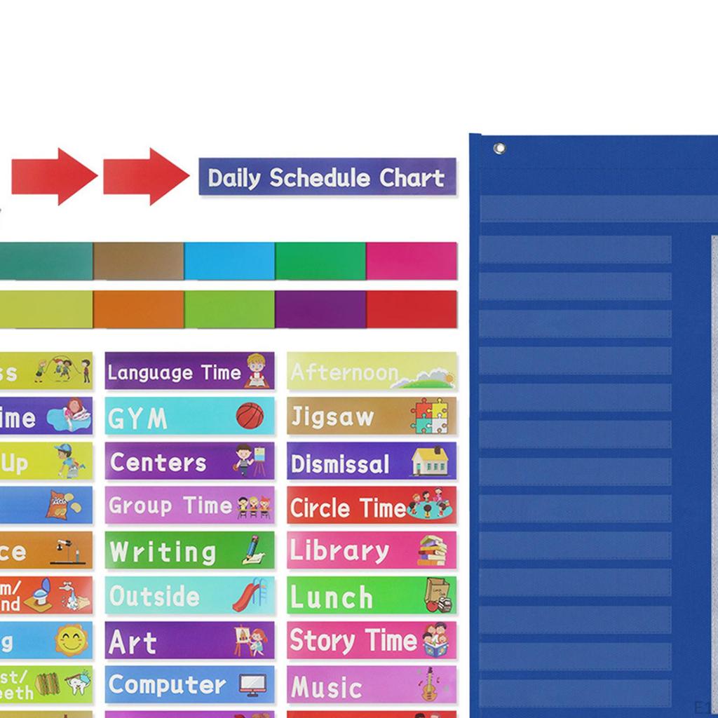 Daily Classroom Calendar Scheduling Pocket Chart with Schedule for Preschool