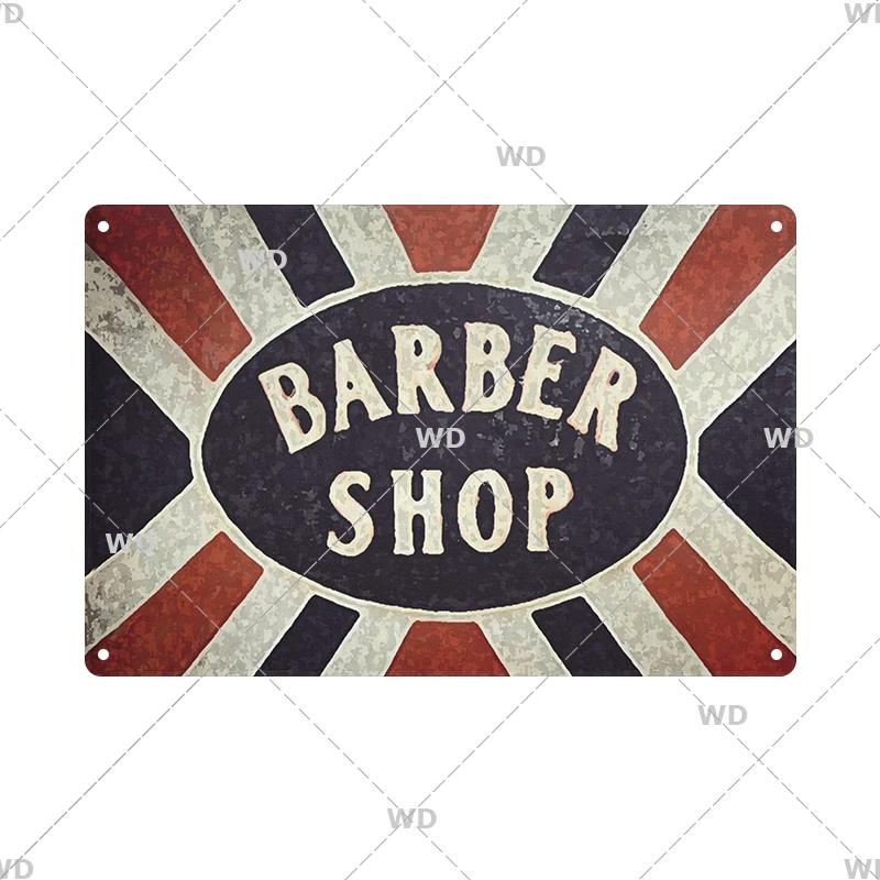 Classic Barber Shop Vintage Tin Signs Decorative Metal Plaque Metal Retro Wall Plates Salon Haircut and Shave Poster Wall Decor