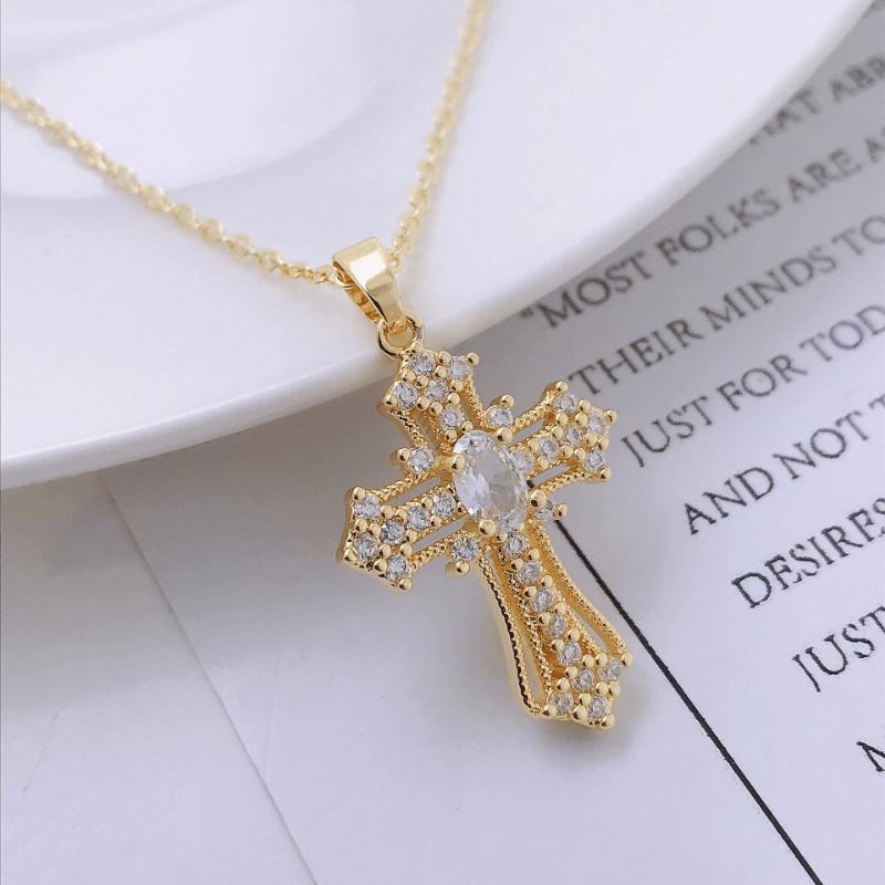 Vintage Punk Cross Necklace Fun Pendant for Daily Wear Collarbone Chain Women Gift