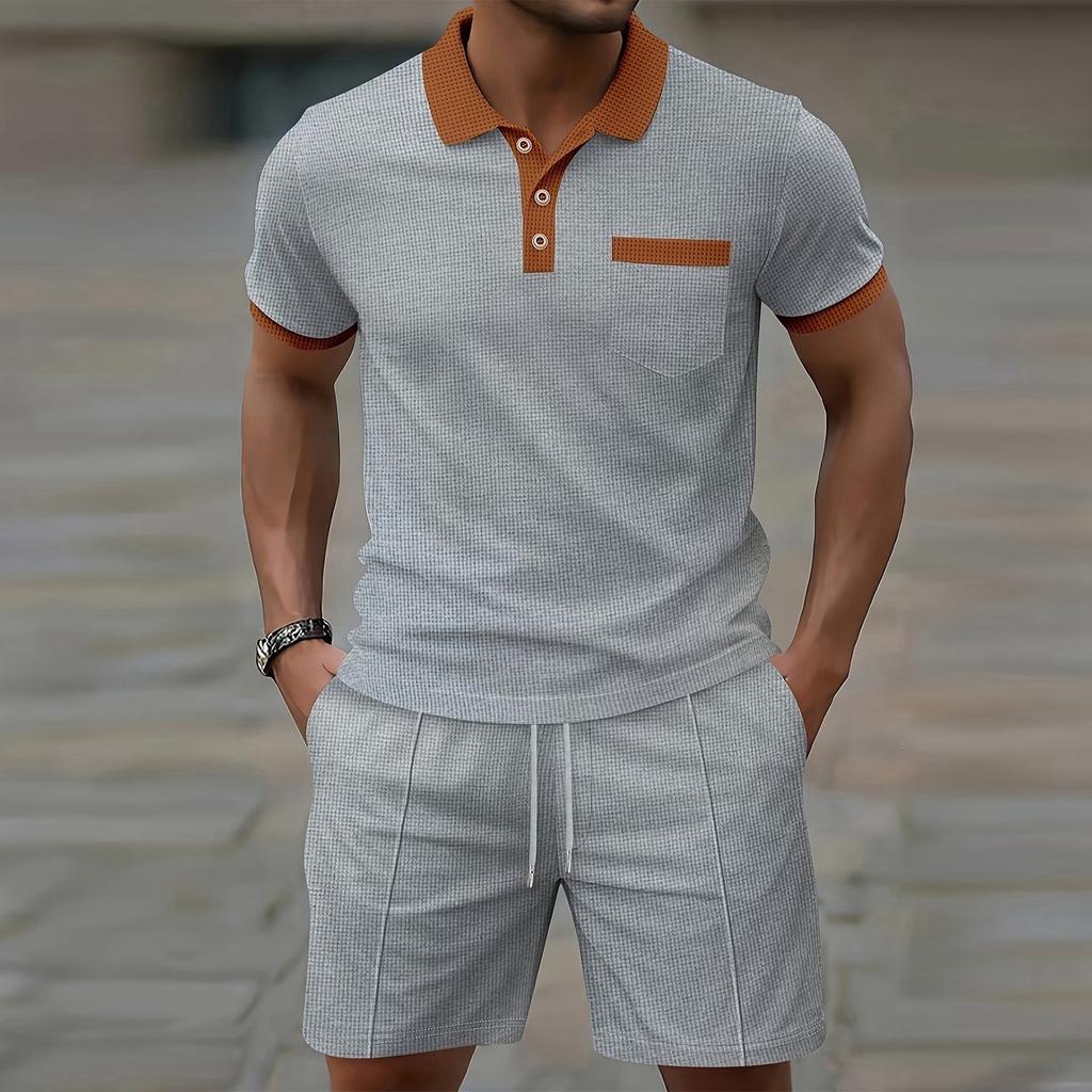 Men's  Collar Short-sleeved Shorts Set - Quick-drying Two-piece Set