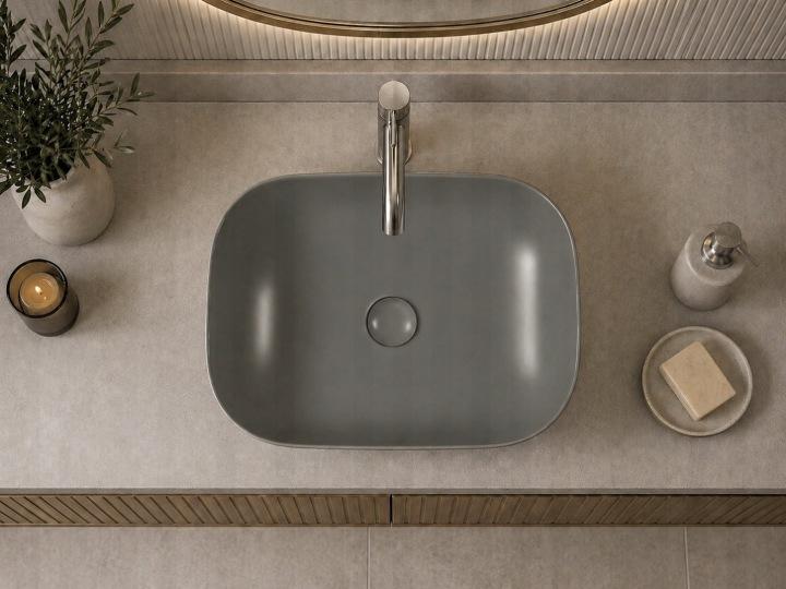 Lusso countertop washbasin 45.5X32.5 CM oval grey matt