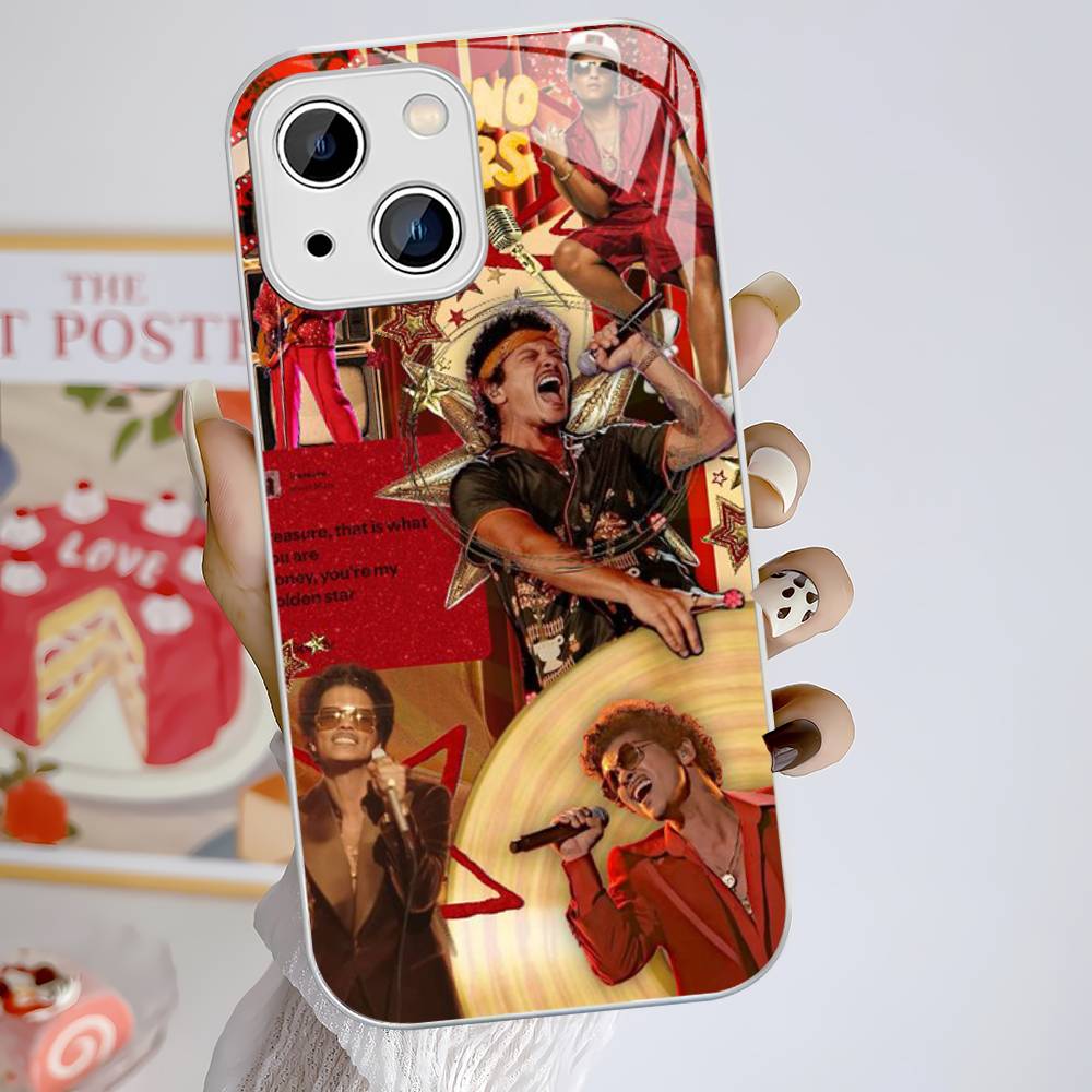 B-Bruno M-Mars Singer Tempered Glass For Iphone 14 13 12 11 Pro Mini XS MAX 14Plus X XS XR Fundas