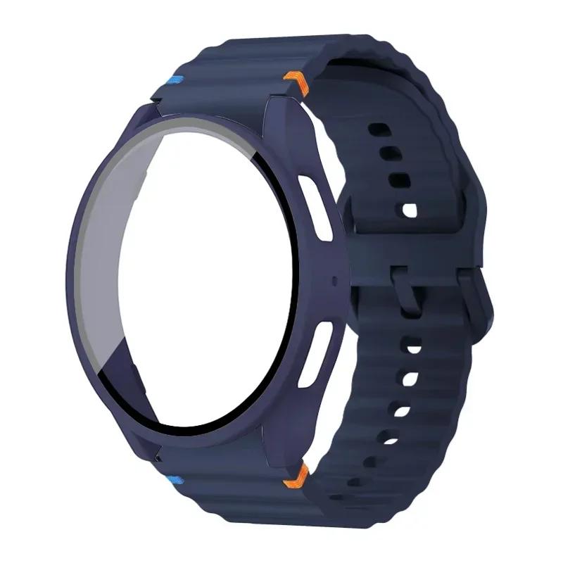 Case+Strap for Samsung Galaxy Watch 7 6 5 4 40mm 44mm Silicone Official Band PC Protector Cover Bumper Galaxy Watch 6 Accessorie