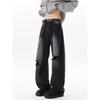 High Street Washed Old Ripped Jeans Men's Summer ins Trend High Street Vintage Loose Straight Casual Pants