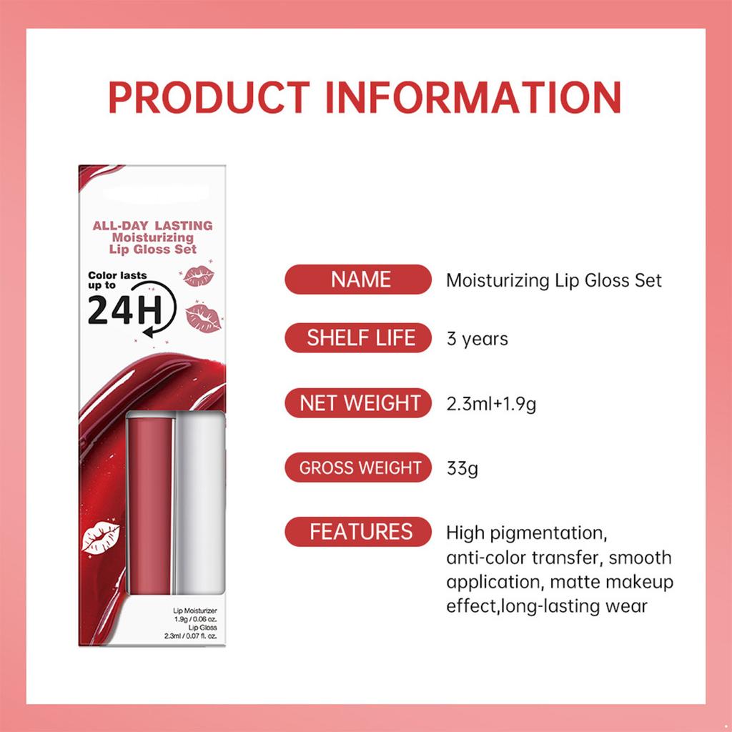 2Pcs/Set Velvet Matte Lip Gloss & Hydrating Lip Balm for Daily, Party, or Business Wear
