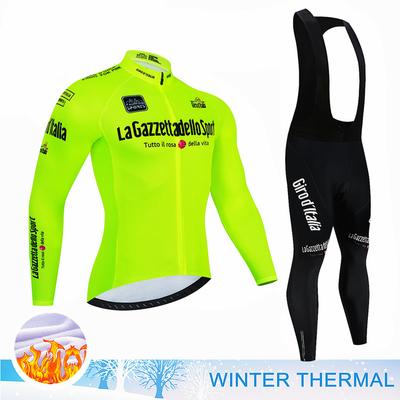 Tour De Giro D'ITALIA Winter-Radtrikot-Set, langärmelig, Mountainbike-Kleidung, Thermo-Fleece, Rennrad-Fahrradbekleidung