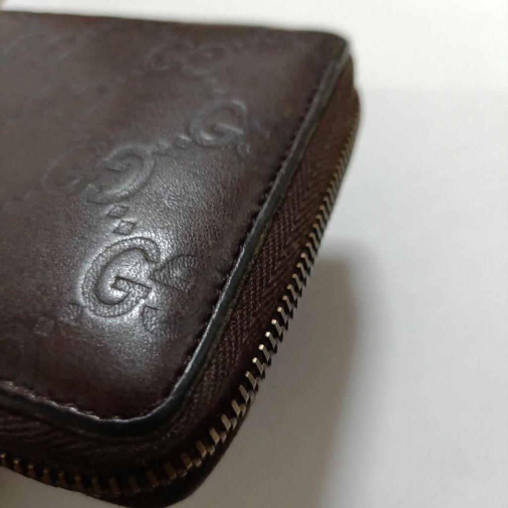Used Gucci brown leather long wallet