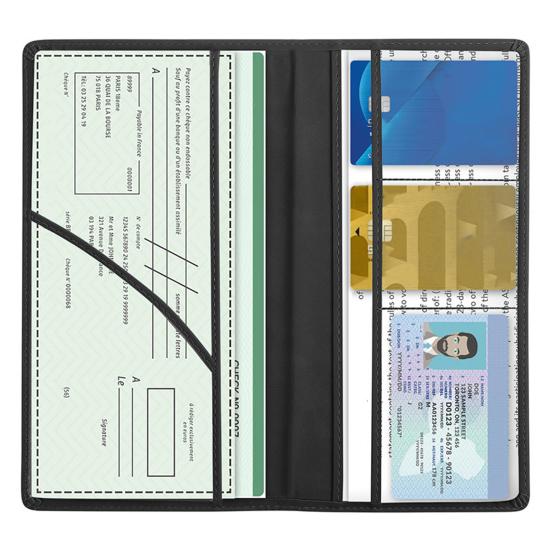 Car Registration Card Holder Multi-Pocket Insurance Card Holder Slim Faux Leather Bifold Wallet Document Organizer