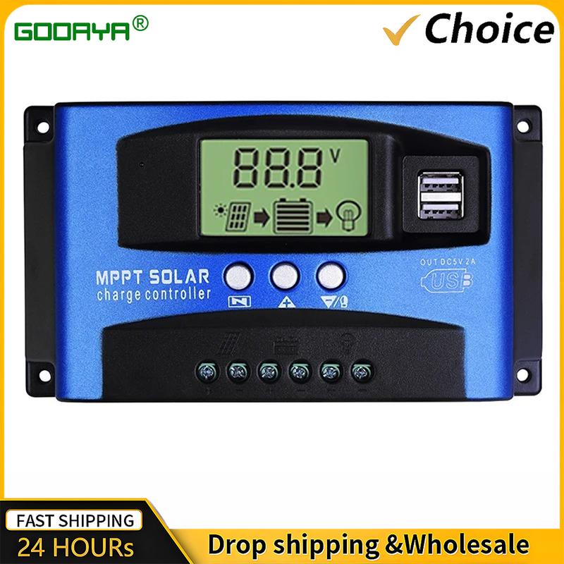 

New MPPT Solar Charge Controller 40A 60A 100A with Load/Dual USB /LCD 12V 24V Auto Solar Panel Charger Regulator 30A