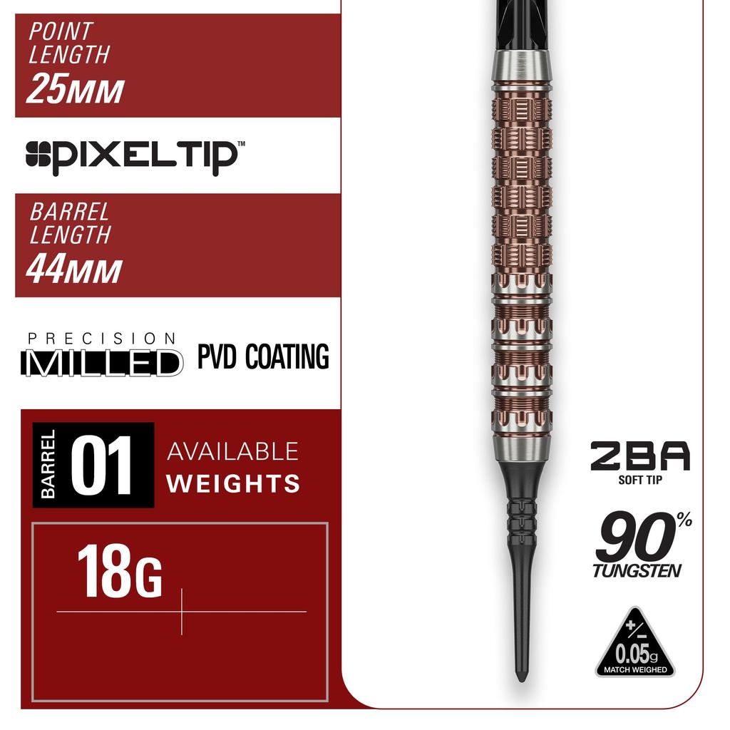 Target Japan PRIME SERIES RAPTOR GEN6 Joji Nishitani Tungsten 2BA Soft Tip Darts 2BA SOFT TIP 6 Shape Flights and 2BA SOFT TIP DARTS 90% K-Flex Set,