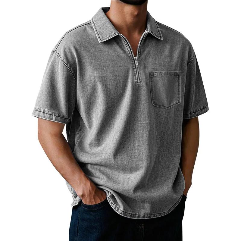 

Summer Men s Cotton Casual Polo Shirts Short Sleeve Button Turn Down Collar Comfortable Vintage American Style Tees Tops 5XL