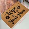 1 "Wipe Your Paws" Doormat-Durable easy to clean low lint polyester mat with paw print design for indoor outdoor entryway decor