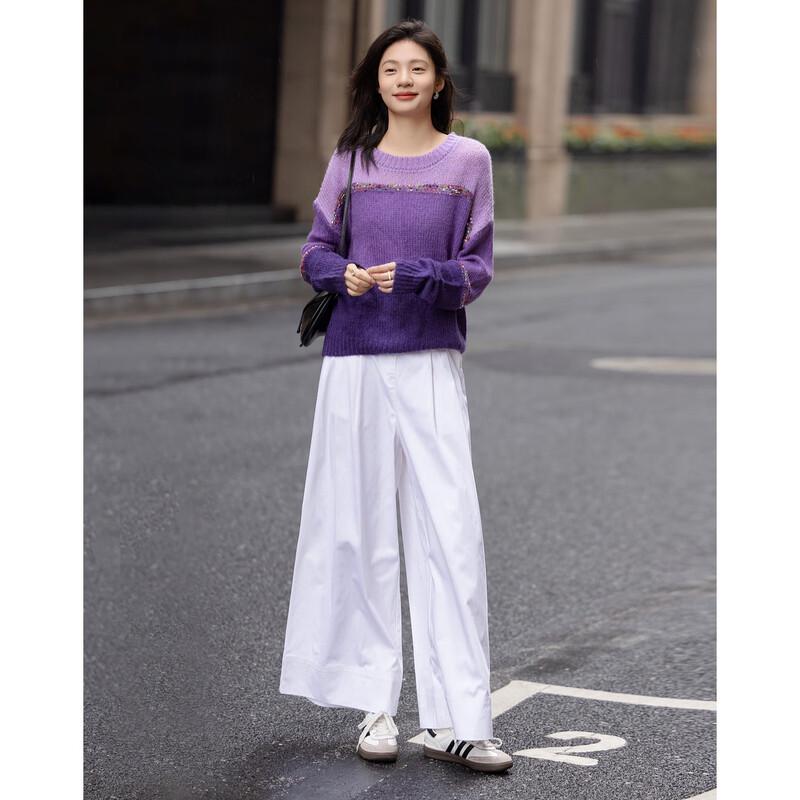 Women's Pure Cotton Pleated A-Line Wide-Leg Pants