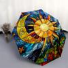 1pc Stained Glass Sun Design Automatic Opening Folding Umbrella with 8-Bone Iron Frame - Portable Outdoor Umbrella for Fans, Travelers, Daily Use, and